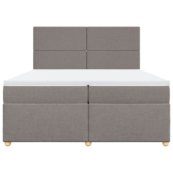 Pat box spring cu saltea, gri taupe, 200x200 cm, textil WALTI