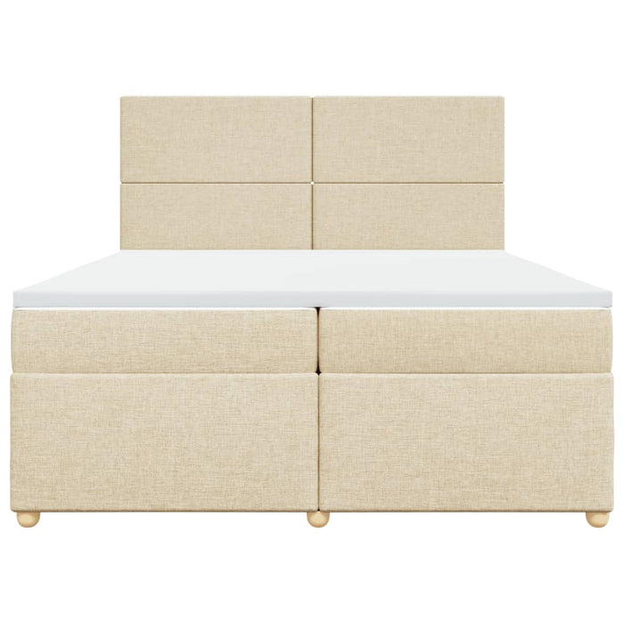 Pat box spring cu saltea, crem, 200x200 cm, textil - WALTI WALTI