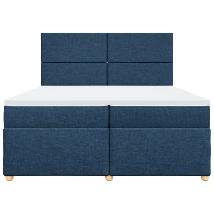 Pat box spring cu saltea, albastru, 200x200 cm, textil - WALTI WALTI