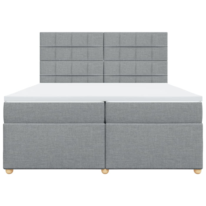 Pat box spring cu saltea, gri deschis, 200x200 cm, textil - WALTI WALTI