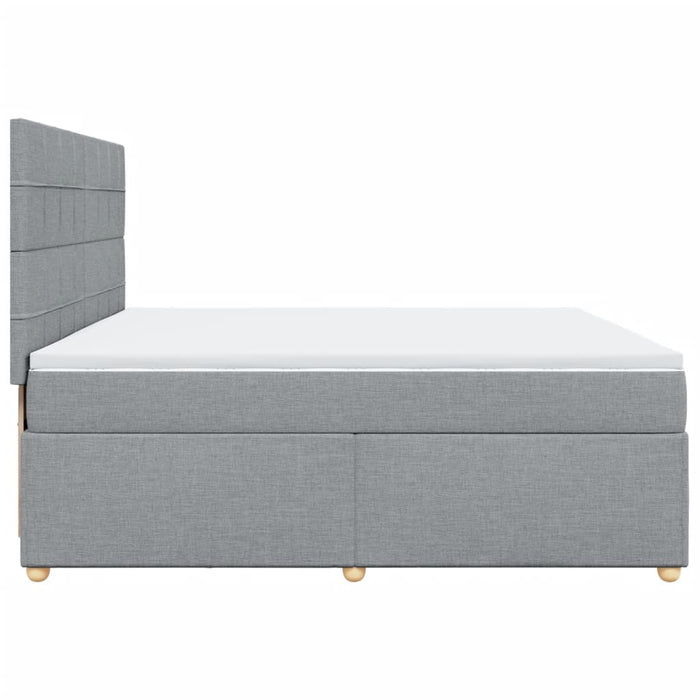 Pat box spring cu saltea, gri deschis, 200x200 cm, textil - WALTI WALTI