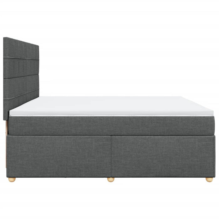 Pat box spring cu saltea, gri închis, 200x200 cm, textil - WALTI WALTI