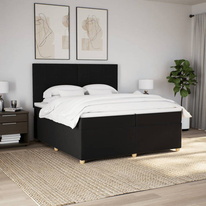 Pat box spring cu saltea, negru, 200x200 cm, textil - WALTI WALTI