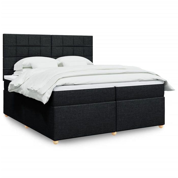 Pat box spring cu saltea, negru, 200x200 cm, textil - WALTI WALTI
