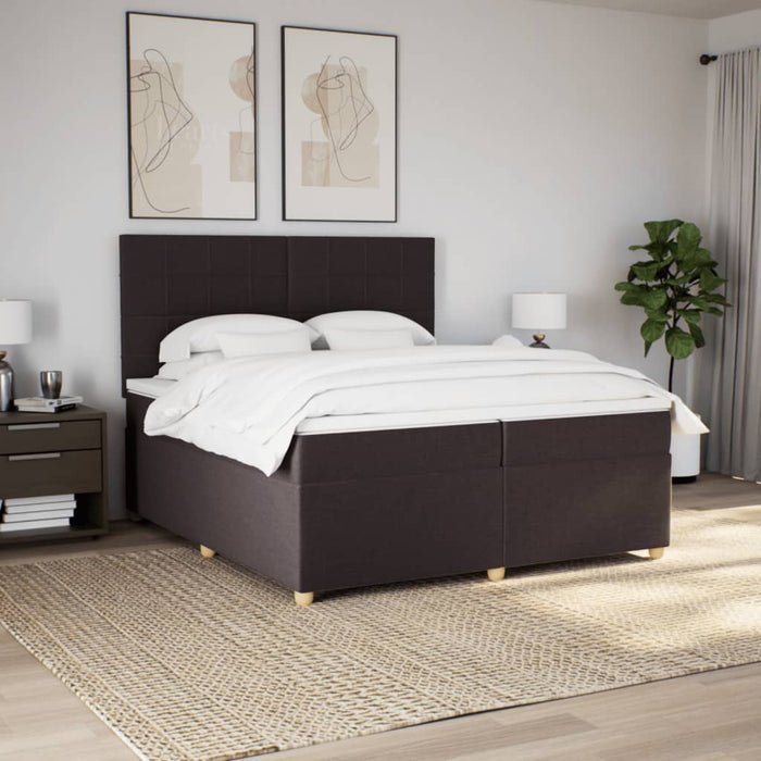 Pat box spring cu saltea, maro închis, 200x200 cm, textil - WALTI WALTI