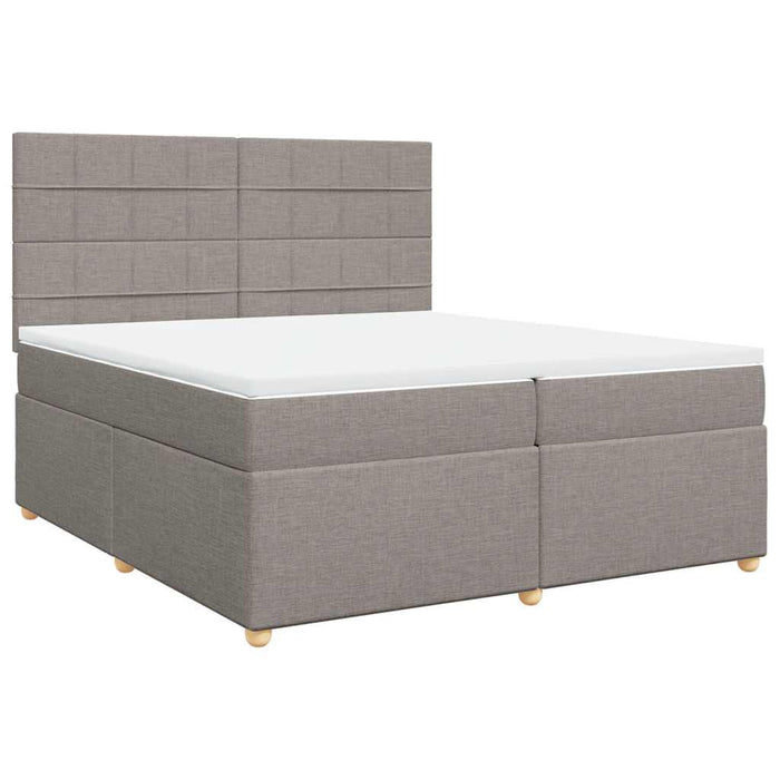 Pat box spring cu saltea, gri taupe, 200x200 cm, textil WALTI