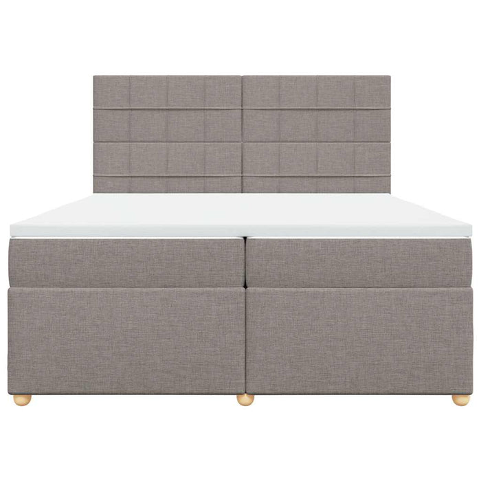 Pat box spring cu saltea, gri taupe, 200x200 cm, textil WALTI