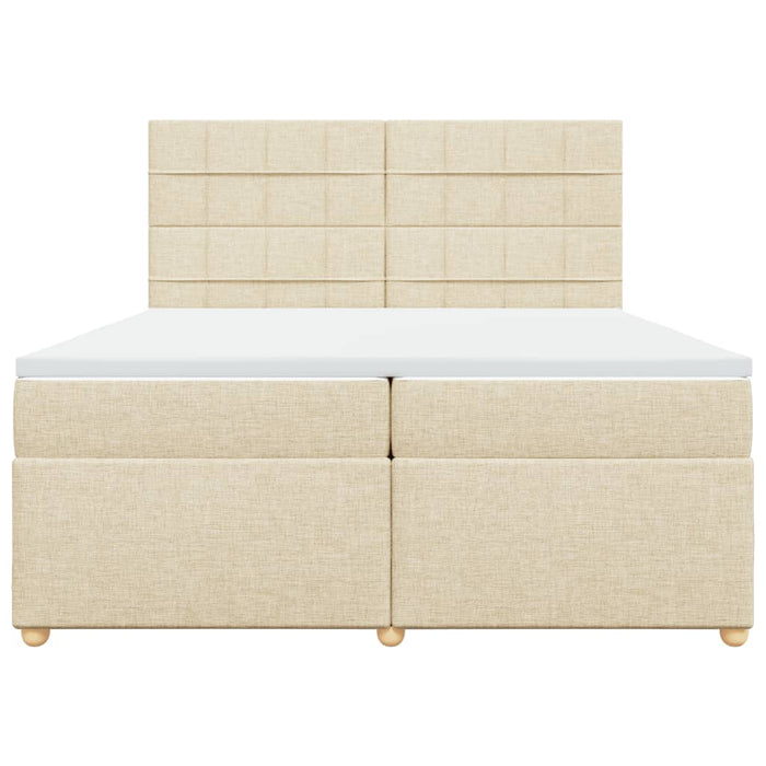 Pat box spring cu saltea, crem, 200x200 cm, textil - WALTI WALTI