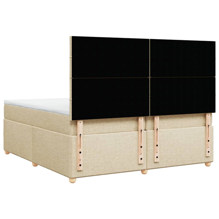 Pat box spring cu saltea, crem, 200x200 cm, textil - WALTI WALTI