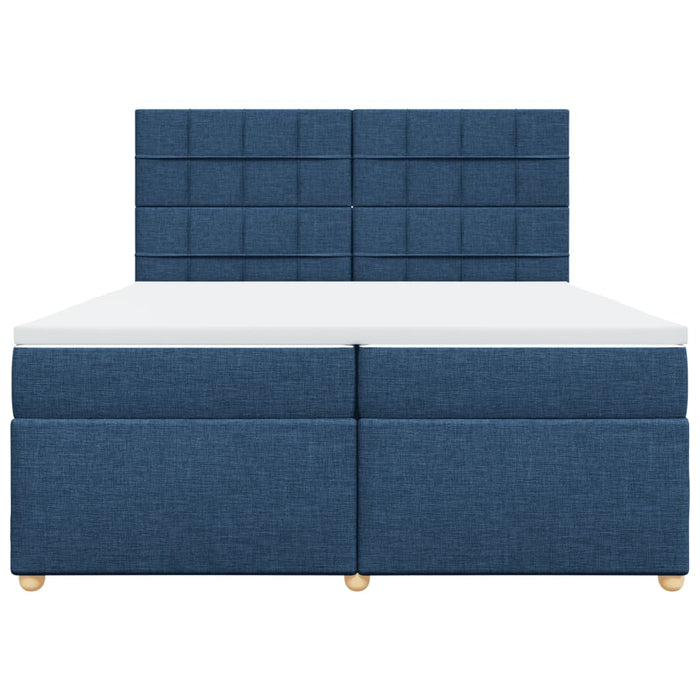 Pat box spring cu saltea, albastru, 200x200 cm, textil - WALTI WALTI