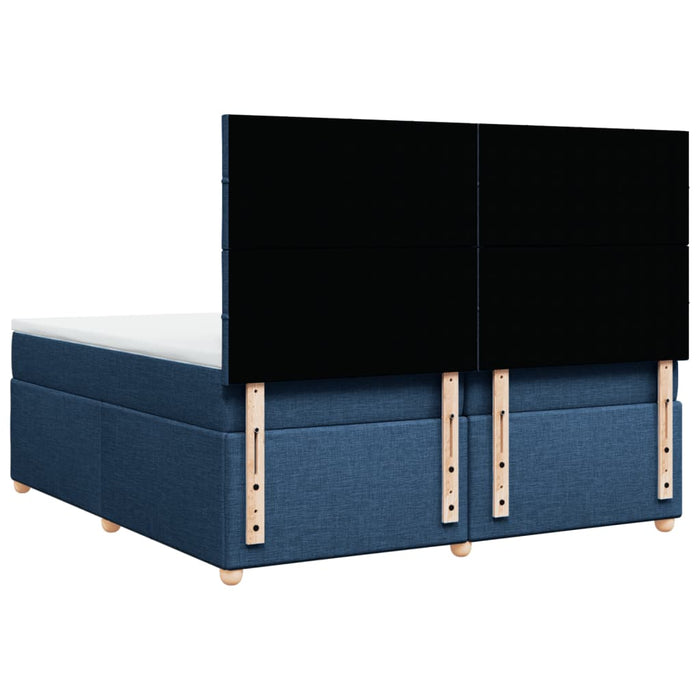 Pat box spring cu saltea, albastru, 200x200 cm, textil - WALTI WALTI