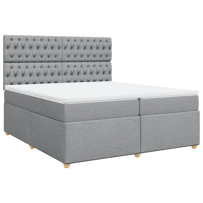 Pat box spring cu saltea, gri deschis, 200x200 cm, textil - WALTI WALTI