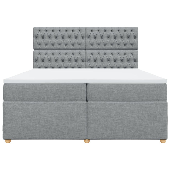 Pat box spring cu saltea, gri deschis, 200x200 cm, textil - WALTI WALTI