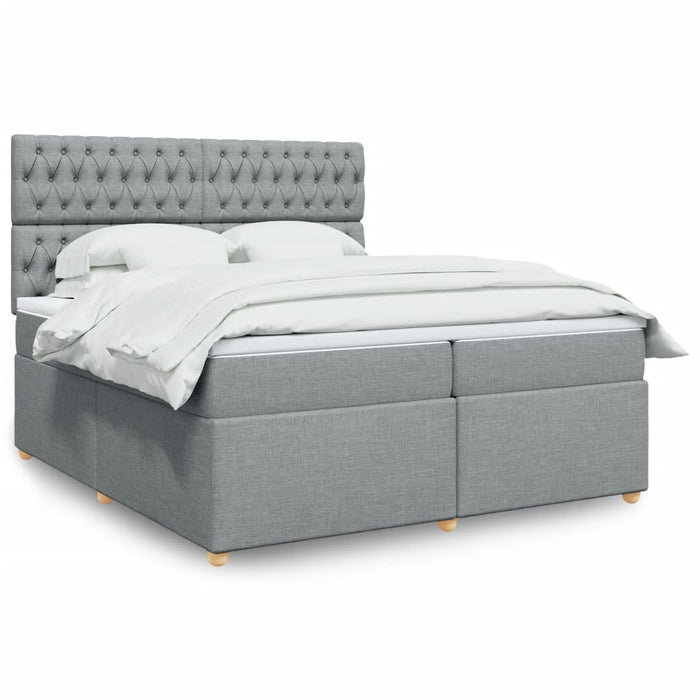 Pat box spring cu saltea, gri deschis, 200x200 cm, textil - WALTI WALTI