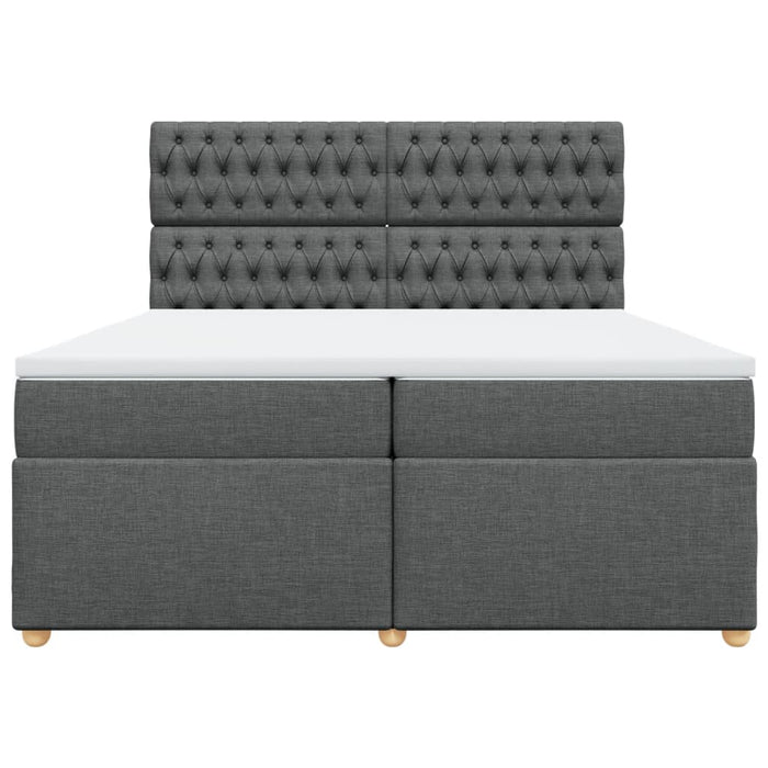 Pat box spring cu saltea, gri închis, 200x200 cm, textil - WALTI WALTI