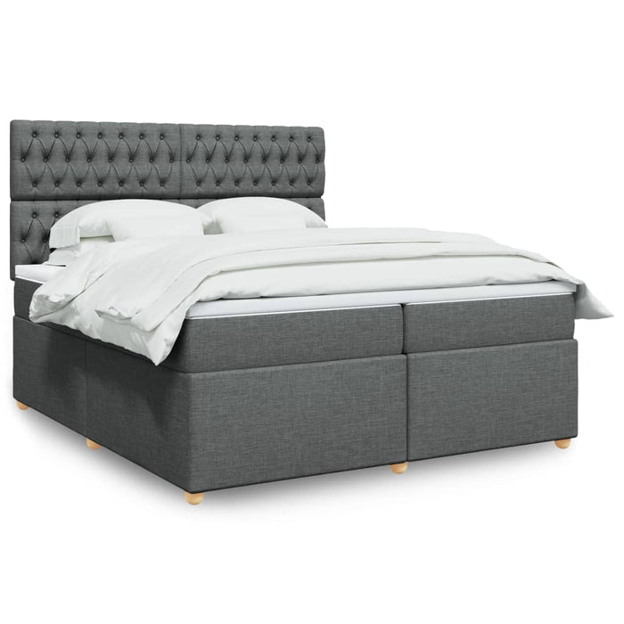 Pat box spring cu saltea, gri închis, 200x200 cm, textil - WALTI WALTI