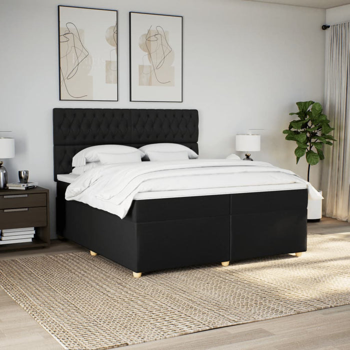 Pat box spring cu saltea, negru, 200x200 cm, textil - WALTI WALTI