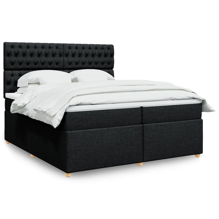 Pat box spring cu saltea, negru, 200x200 cm, textil - WALTI WALTI