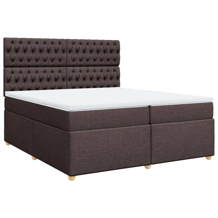 Pat box spring cu saltea, maro închis, 200x200 cm, textil - WALTI WALTI