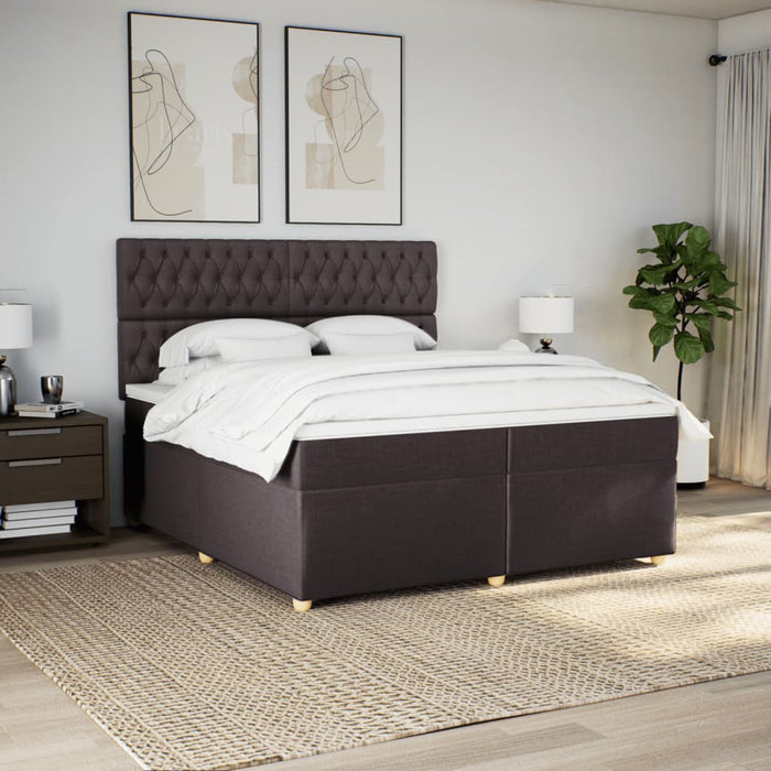 Pat box spring cu saltea, maro închis, 200x200 cm, textil - WALTI WALTI