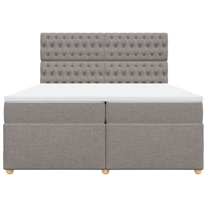 Pat box spring cu saltea, gri taupe, 200x200 cm, textil WALTI