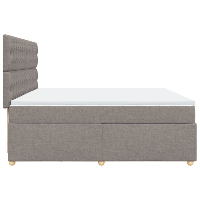 Pat box spring cu saltea, gri taupe, 200x200 cm, textil WALTI