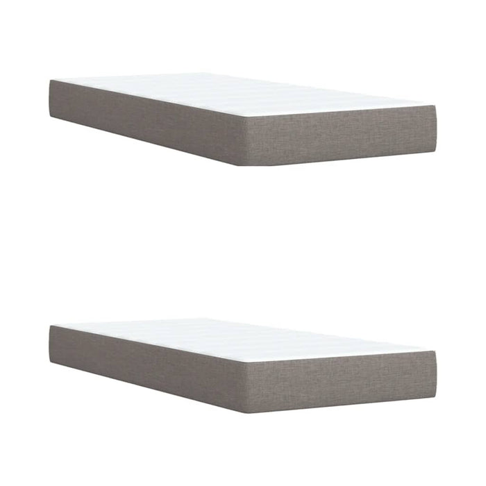 Pat box spring cu saltea, gri taupe, 200x200 cm, textil WALTI