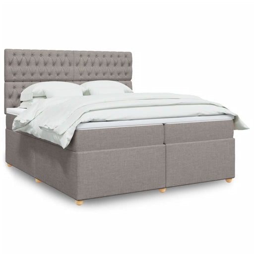 Pat box spring cu saltea, gri taupe, 200x200 cm, textil - WALTI WALTI