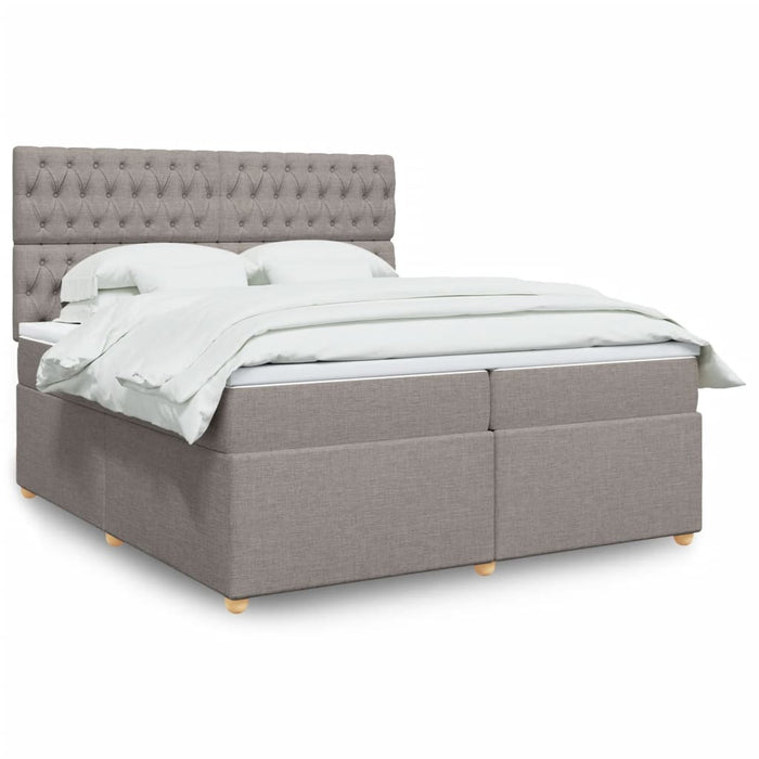 Pat box spring cu saltea, gri taupe, 200x200 cm, textil WALTI