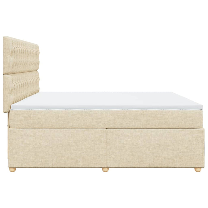 Pat box spring cu saltea, crem, 200x200 cm, textil - WALTI WALTI