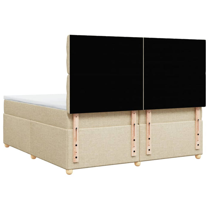 Pat box spring cu saltea, crem, 200x200 cm, textil - WALTI WALTI