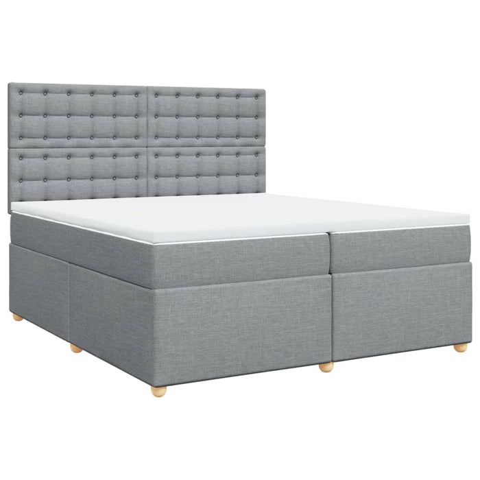 Pat box spring cu saltea, gri deschis, 200x200 cm, textil - WALTI WALTI