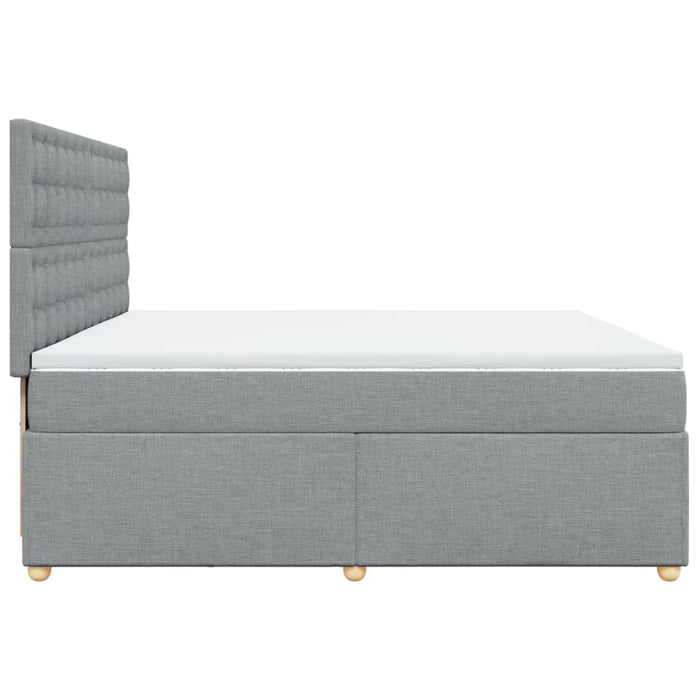 Pat box spring cu saltea, gri deschis, 200x200 cm, textil - WALTI WALTI