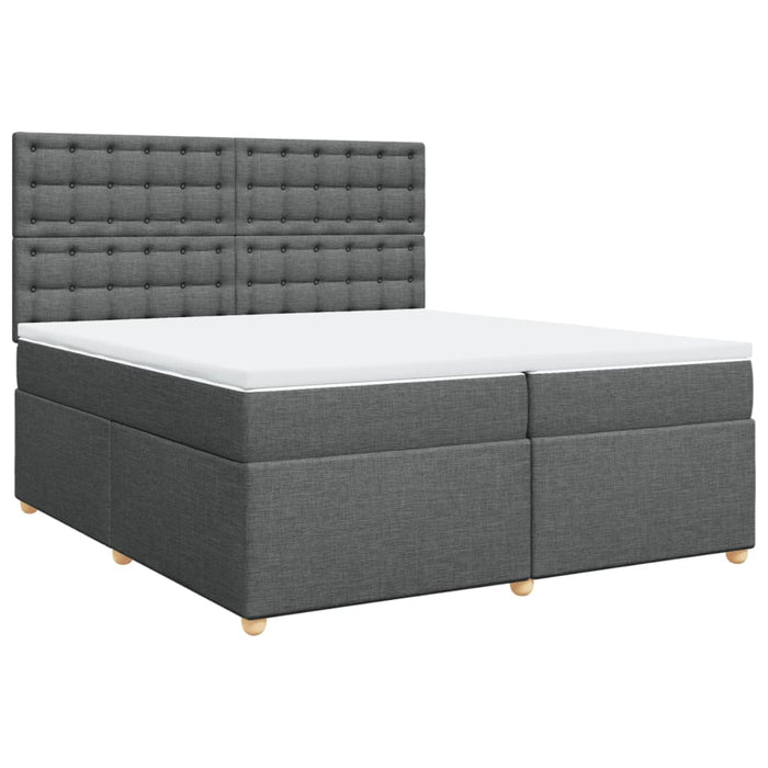 Pat box spring cu saltea, gri închis, 200x200 cm, textil - WALTI WALTI