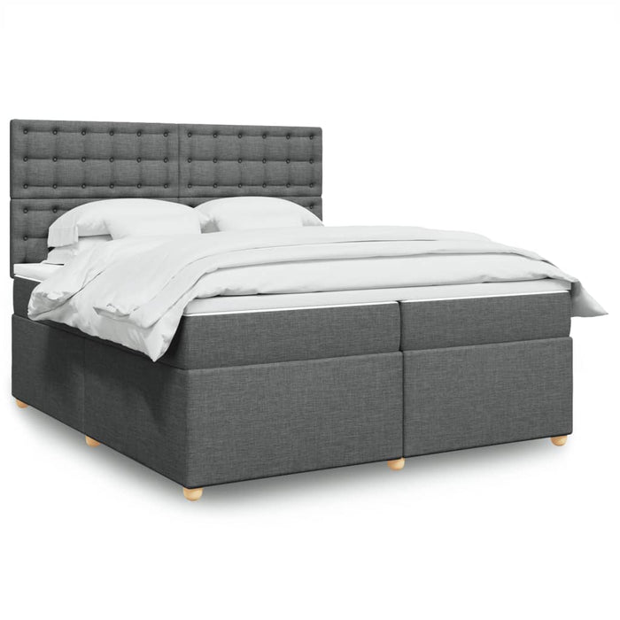 Pat box spring cu saltea, gri închis, 200x200 cm, textil - WALTI WALTI