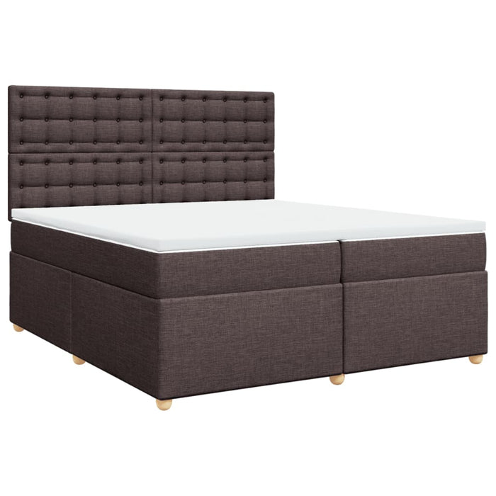 Pat box spring cu saltea, maro închis, 200x200 cm, textil - WALTI WALTI