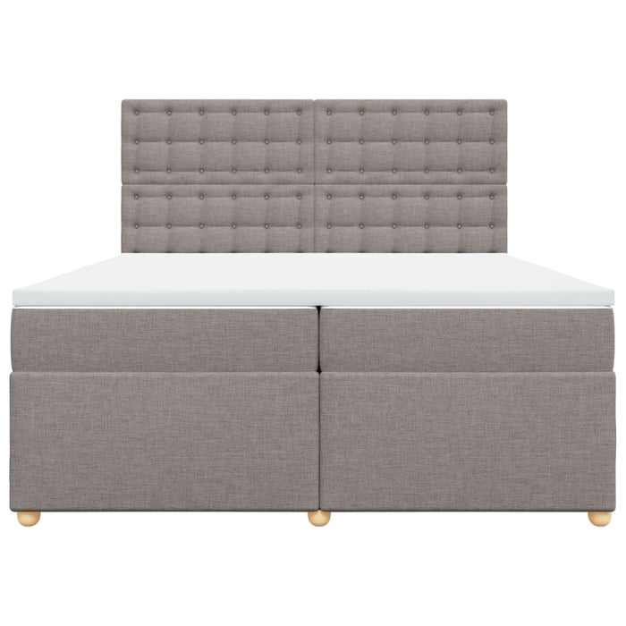 Pat box spring cu saltea, gri taupe, 200x200 cm, textil WALTI