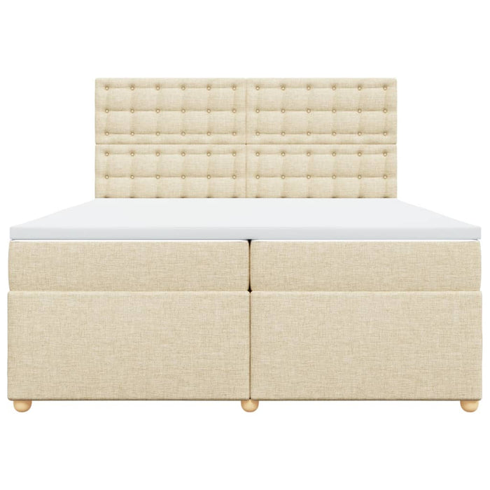 Pat box spring cu saltea, crem, 200x200 cm, textil WALTI