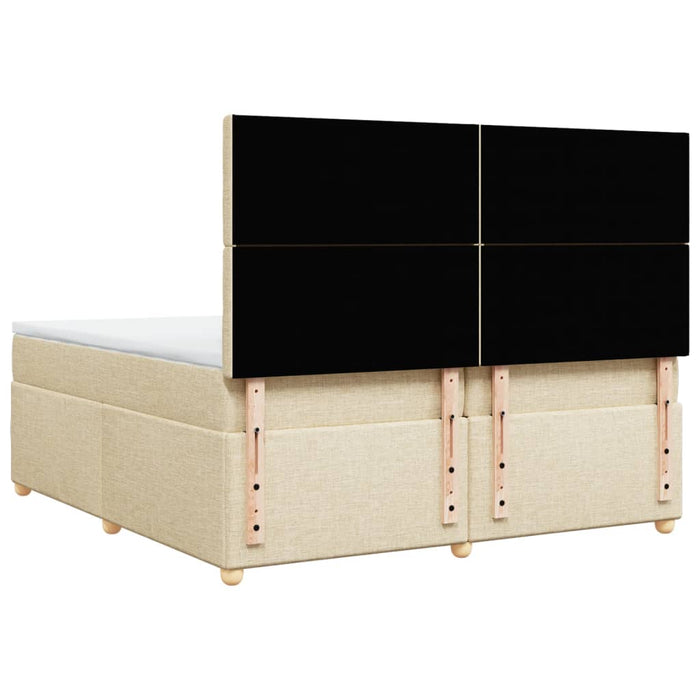 Pat box spring cu saltea, crem, 200x200 cm, textil WALTI
