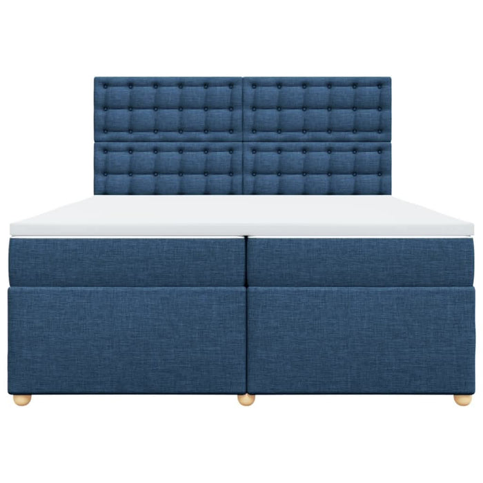 Pat box spring cu saltea, albastru, 200x200 cm, textil - WALTI WALTI