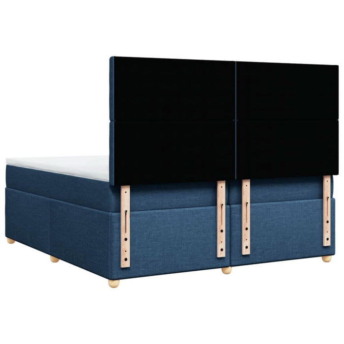 Pat box spring cu saltea, albastru, 200x200 cm, textil - WALTI WALTI