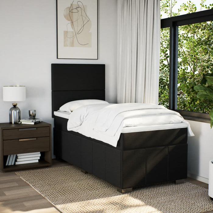 Pat box spring cu saltea, negru, 80x200 cm, textil - WALTI WALTI