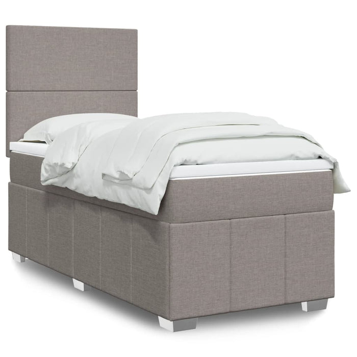 Pat box spring cu saltea, gri taupe, 80x200 cm, textil WALTI