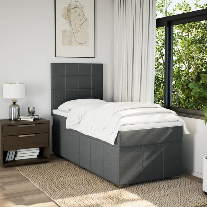 Pat box spring cu saltea, gri închis, 80x200 cm, textil WALTI