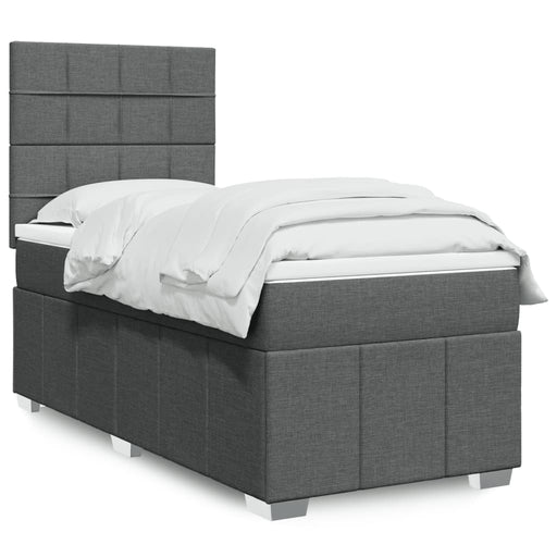 Pat box spring cu saltea, gri închis, 80x200 cm, textil - WALTI WALTI
