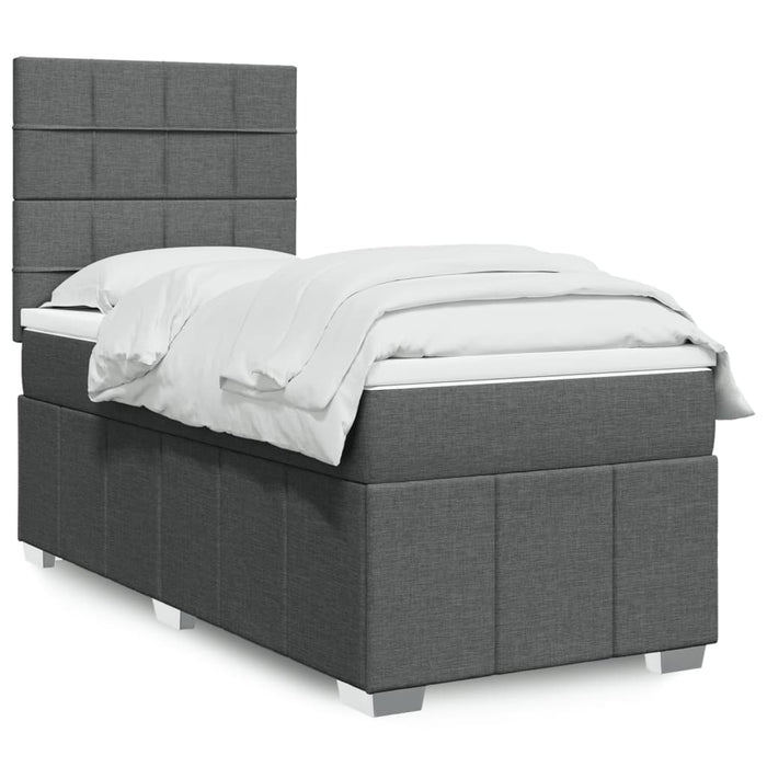 Pat box spring cu saltea, gri închis, 80x200 cm, textil WALTI