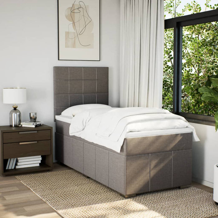 Pat box spring cu saltea, gri taupe, 80x200 cm, textil - WALTI WALTI