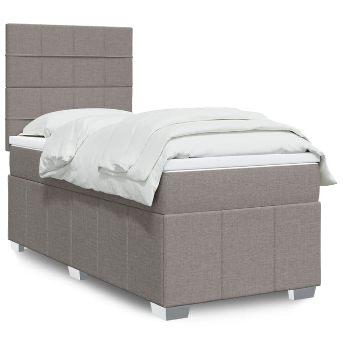 Pat box spring cu saltea, gri taupe, 80x200 cm, textil - WALTI WALTI