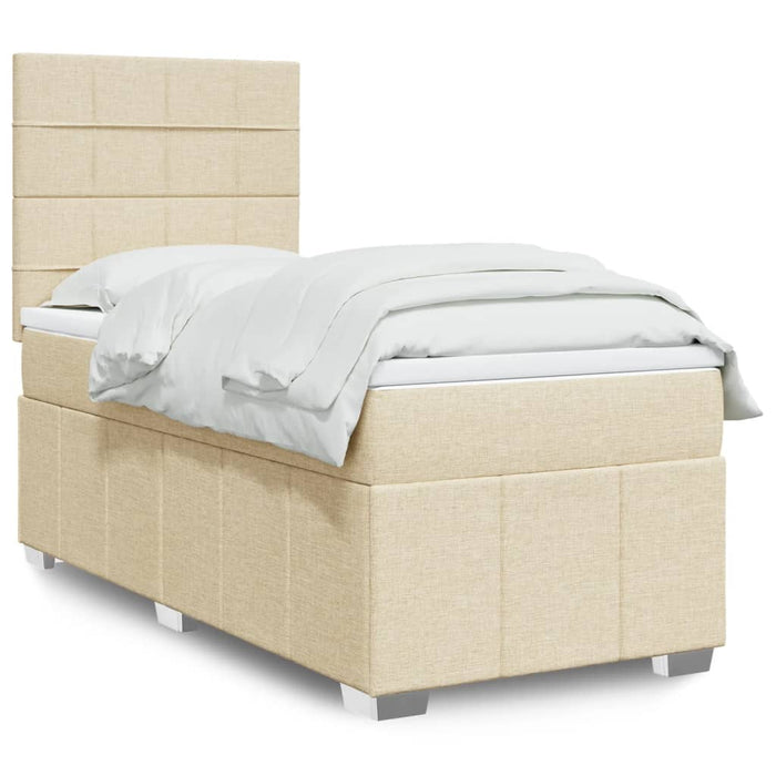Pat box spring cu saltea, crem, 80x200 cm, textil - WALTI WALTI