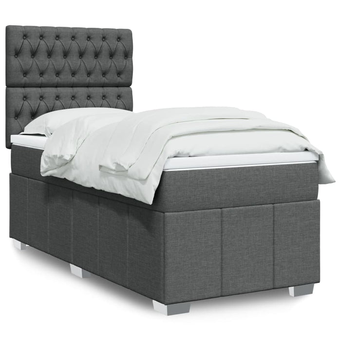 Pat box spring cu saltea, gri închis, 80x200 cm, textil - WALTI WALTI
